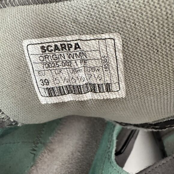 Scarpa Origin Climbing Shoes Green/Black Size EU 39 Wm. 7.5/Men 6.5 Hook & Loop - Picture 7 of 9